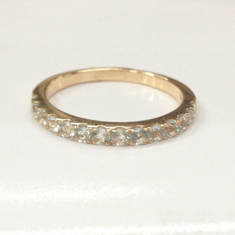 Reserved for  Margaret,Custom Aquamarine Wedding/Anniversary Ring 3/4 Eternity White Gold - Lord of Gem Rings - 2