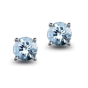 2ct Aquamarine Petite Stud Earrings 14K Gold - Lord of Gem Rings