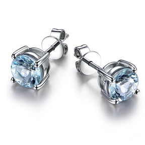 2ct Aquamarine Petite Stud Earrings 14K Gold - Lord of Gem Rings