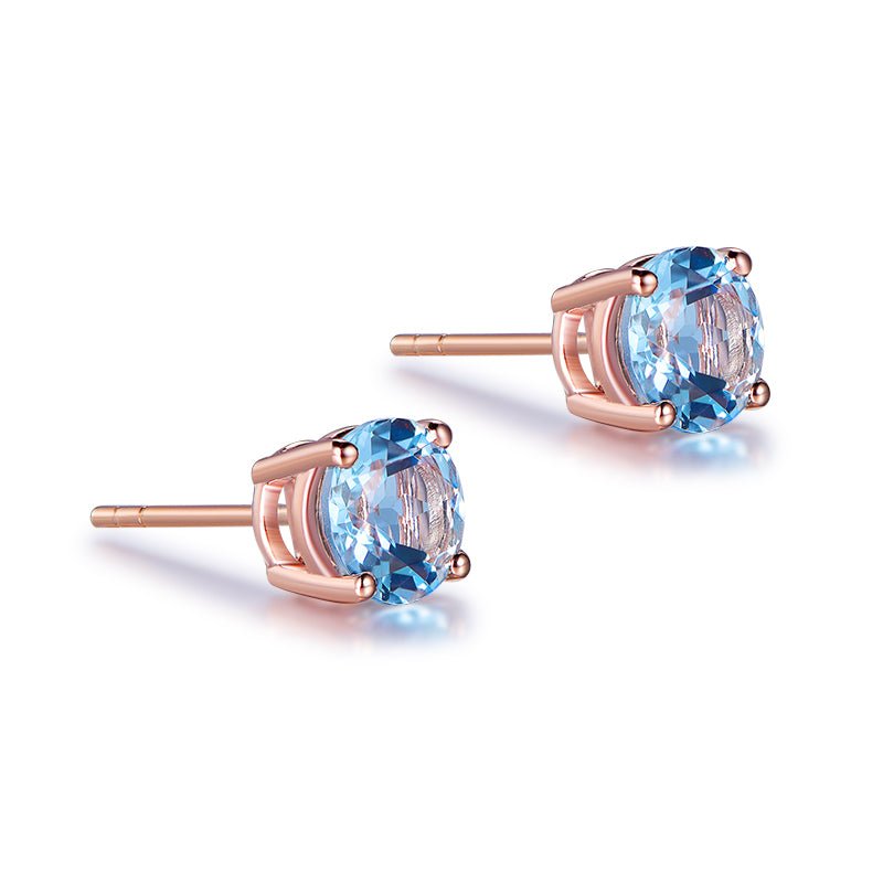 2ct Aquamarine Petite Stud Earrings 14K Gold - Lord of Gem Rings