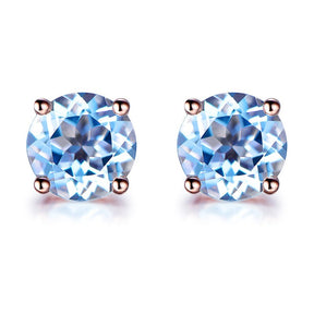 2ct Aquamarine Petite Stud Earrings 14K Gold - Lord of Gem Rings