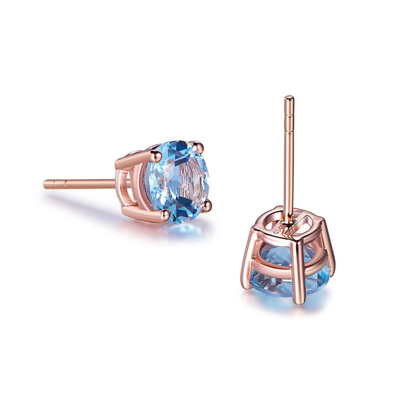 2ct Aquamarine Petite Stud Earrings 14K Gold - Lord of Gem Rings