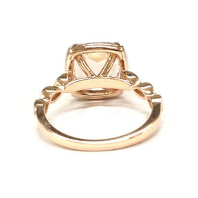 2ct Art Deco Cushion Morganite Ring Diamond Accents 14K Rose Gold - Lord of Gem Rings