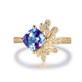 2ct Cushion Alexandrite Diamond Engagement Ring 14K Gold - Lord of Gem Rings