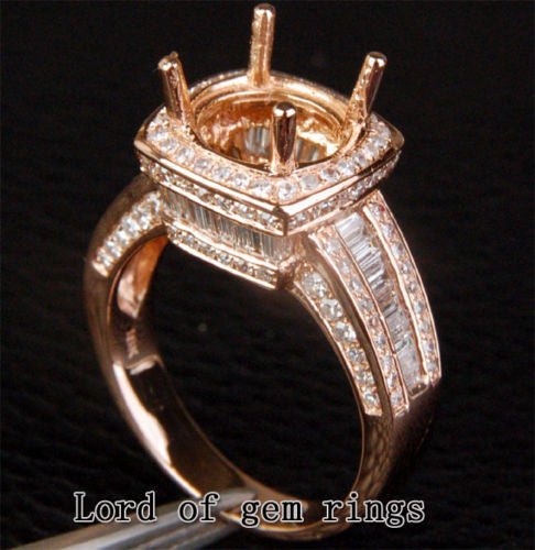 2ct Diamond Engagement Semi Mount Ring 14k Rose gold Setting