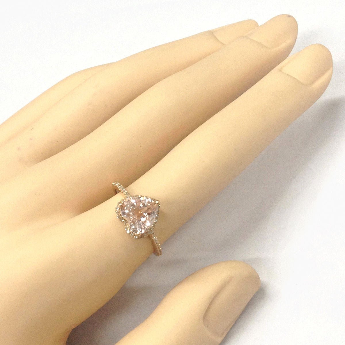 2ct Heart Morganite Diamond Halo Engagement Ring 8mm - Lord of Gem Rings