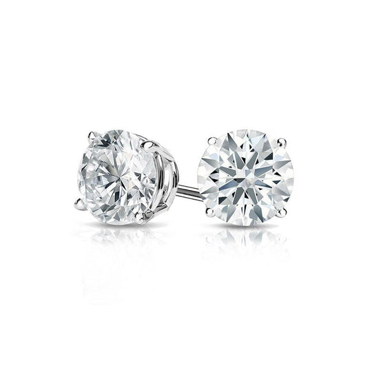2CT Solitaire Moissanite Stud Earrings 14k White Gold