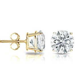 2CT Solitaire Moissanite Stud Earrings 14k Yellow Gold - Lord of Gem Rings