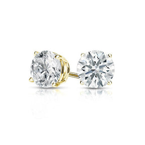2CT Solitaire Moissanite Stud Earrings 14k Yellow Gold - Lord of Gem Rings