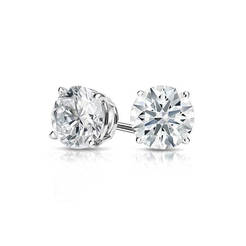 2CT Solitaire Moissanite Stud Earrings 14k Yellow Gold - Lord of Gem Rings