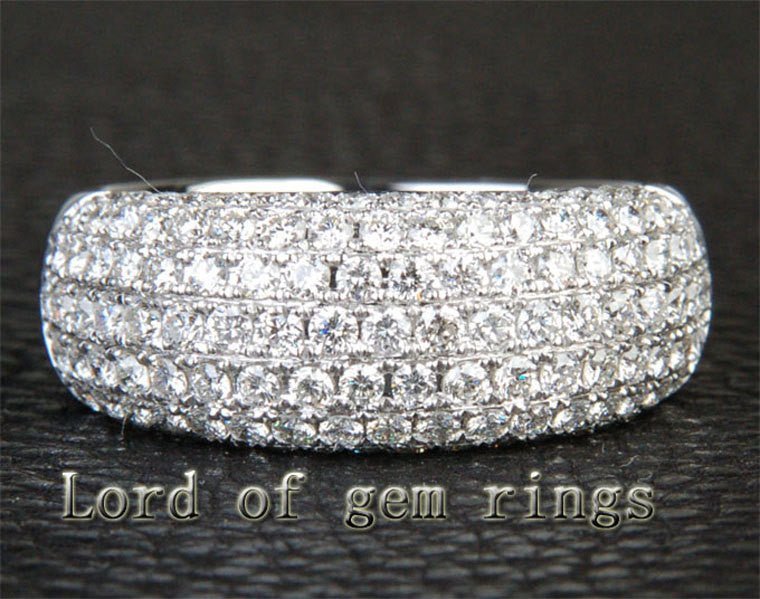 2ctw. Pave-Set Diamond Wedding Band 18K White Gold - Lord of Gem Rings