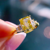 3 Carat Radiant Cut Moissanite Engagement Wedding Ring Set in 14K Gold - Elongé Nova - Lord of Gem Rings