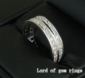 3.08ct Double Row Princess Diamond Wedding Ring - Lord of Gem Rings