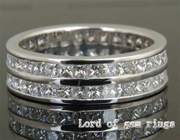 3.08ct Double Row Princess Diamond Wedding Ring - Lord of Gem Rings