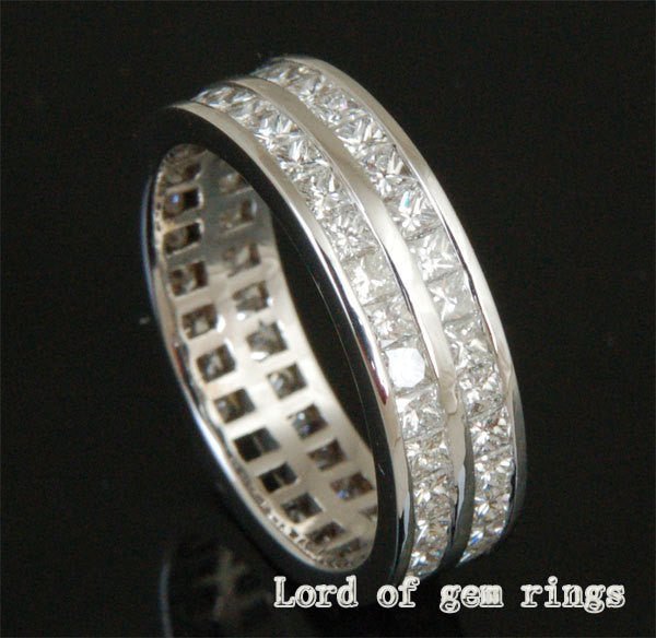 3.08ct Double Row Princess Diamond Wedding Ring - Lord of Gem Rings