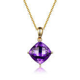 3.25ct Cushion Amethyst 18k Yellow Gold Necklace - Lord of Gem Rings