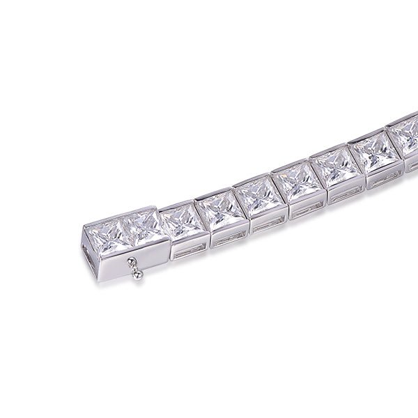 32.5ct Princess Moissanite Tennis Bracelet 14K White Gold - Lord of Gem Rings