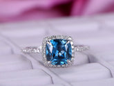 Reserved for Marci- Cushion Blue Sapphire Diamond Halo Engagement Ring