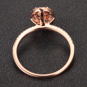 Oval Morganite Engagement Ring Pave Diamond Wedding 14K Rose Gold 6x8mm CLAW PRONGS - Lord of Gem Rings - 3
