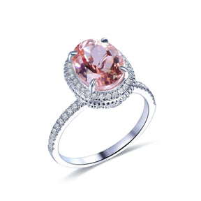 3ct Oval Morganite Engagement Ring Diamond Halo Milgrain under Gallery - Lord of Gem Rings