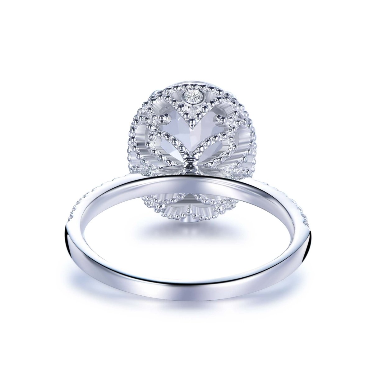 3ct Oval Morganite Engagement Ring Diamond Halo Milgrain under Gallery - Lord of Gem Rings