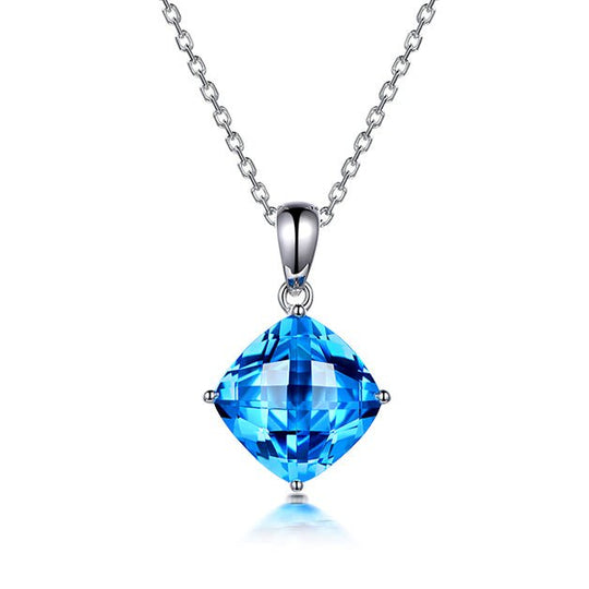 4.15ct Cushion Topaz 18k White Gold Pendant Necklace