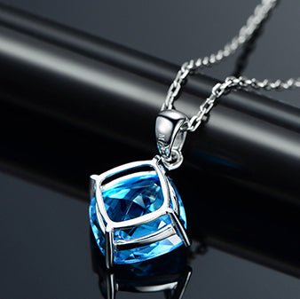 4.15ct Cushion Topaz 18k White Gold Necklace - Lord of Gem Rings