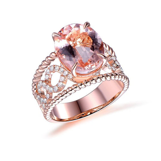 4.5ct Morganite Diamond Twisted Infinity Love Ring