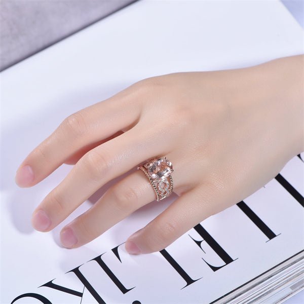 4.5ct Morganite Diamond Twisted Infinity Love Ring - Lord of Gem Rings