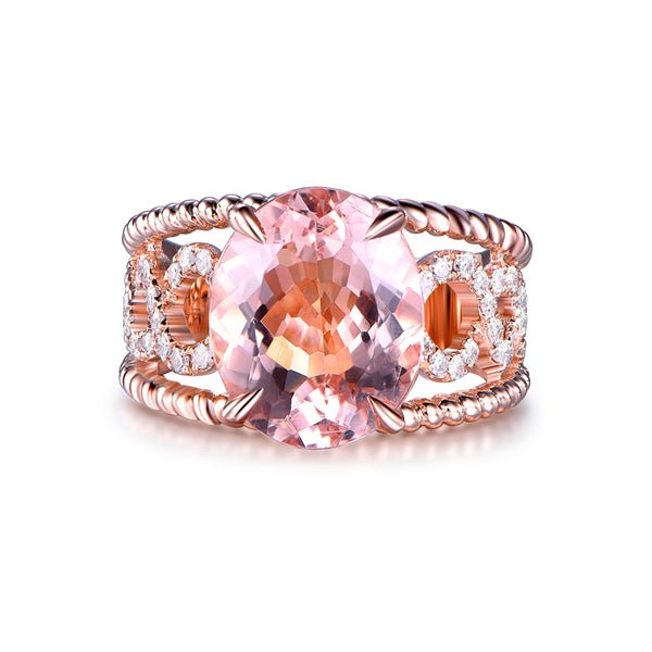 4.5ct Morganite Diamond Twisted Infinity Love Ring - Lord of Gem Rings