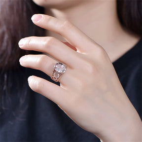 4.5ct Morganite Diamond Twisted Infinity Love Ring - Lord of Gem Rings