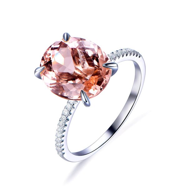 4.5ct Oval Morganite Diamond Engagement Ring 14K Gold - Lord of Gem Rings