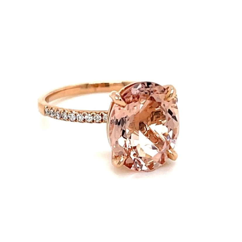 4.5ct Oval Morganite Diamond Engagement Ring 14K Gold - Lord of Gem Rings