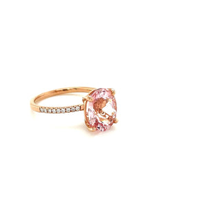 4.5ct Oval Morganite Diamond Engagement Ring 14K Gold - Lord of Gem Rings