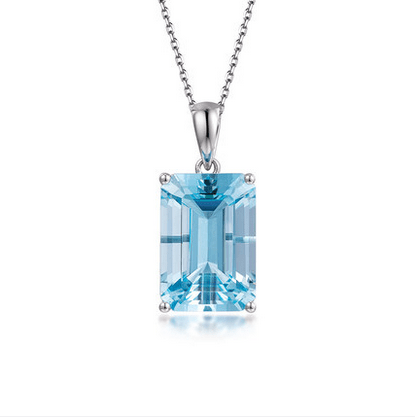 4A 3.41ct Aquamarine Pendant 18k White Gold