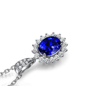 4A Blue Tanzanite Diamond Princess Diana Inspired Pendant 18k Gold - Lord of Gem Rings