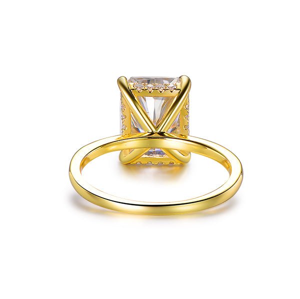 4ct Radiant Cut Moissanite Diamond Hidden Halo Engagement Ring 14K Yel