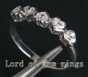 5 Heart Diamond Wedding Band 14K White Gold - Lord of Gem Rings