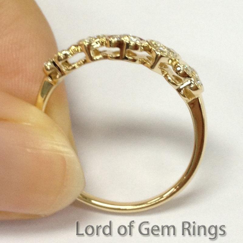 5 Heart Diamond Wedding Band Heart Ring 14K Gold - Lord of Gem Rings