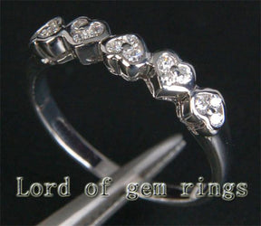 5 Heart Diamond Wedding Band Heart Ring 14K Gold - Lord of Gem Rings