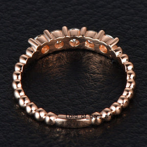 5-Stone Moissanite Beaded Ring 14K Rose Gold-3mm Round - Lord of Gem Rings
