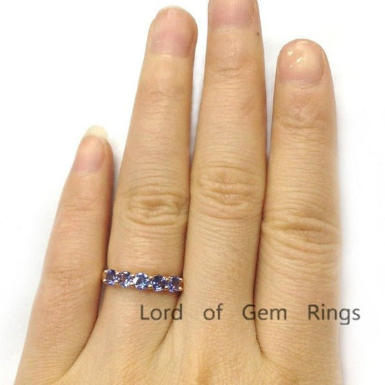 5-Stone Round Tanzanite U-Prong December Birthstone Band