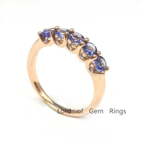 5-Stone Round Tanzanite U-Prong December Birthstone Band - Lord of Gem Rings