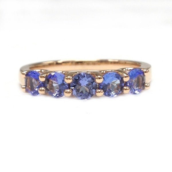 5-Stone Round Tanzanite U-Prong December Birthstone Band - Lord of Gem Rings