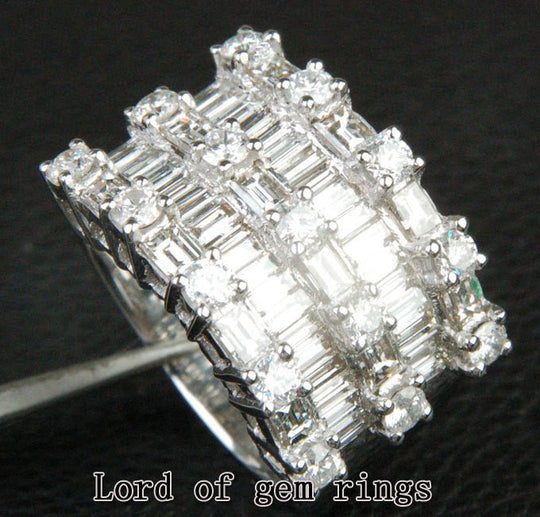 5.15ctw Baguette/Round  Diamonds 14K White/Yellow/Rose Gold Wedding Band Channel Set Anniversary Ring