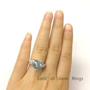 5.2ct Heart Aquamarine Filigree Shank Engagement Ring 14K White Gold - Lord of Gem Rings