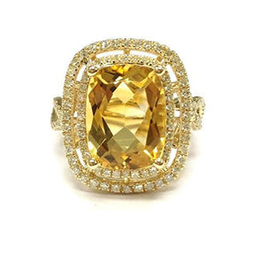 5.5ct Cushion Citrine Diamond Double Halo Infinity Ring - Lord of Gem Rings