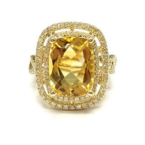 5.5ct Cushion Citrine Diamond Double Halo Infinity Ring - Lord of Gem Rings