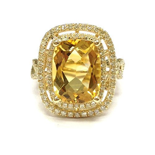 5.5ct Cushion Citrine Diamond Double Halo Infinity Ring - Lord of Gem Rings