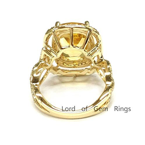 5.5ct Cushion Citrine Diamond Double Halo Infinity Ring - Lord of Gem Rings